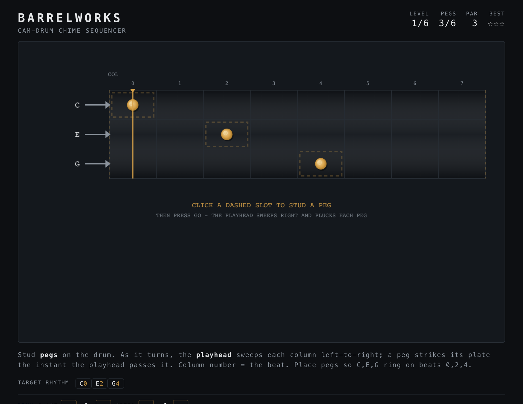 Barrelworks — Assembled stage of play