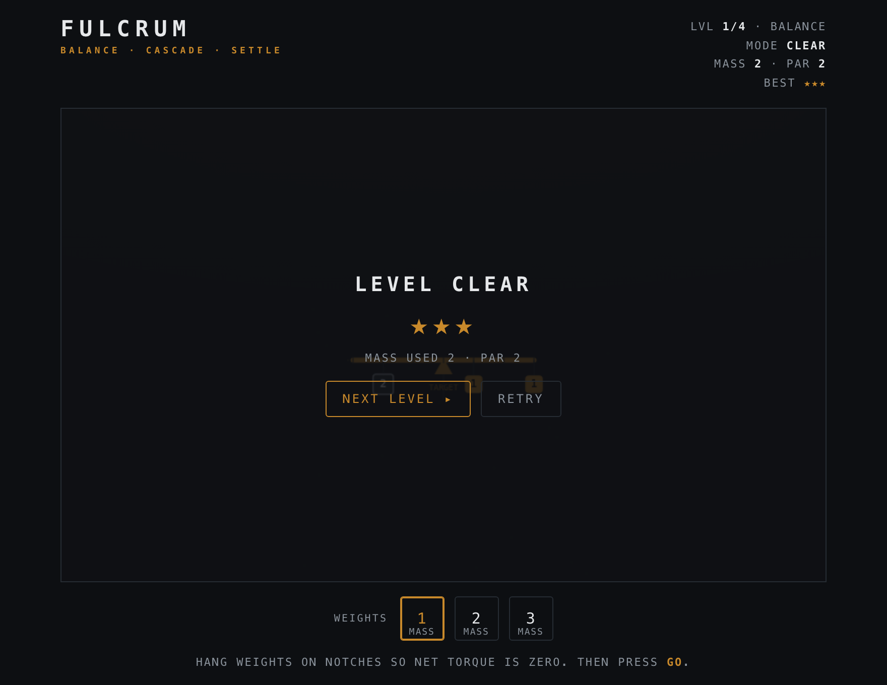Fulcrum — Solved stage of play