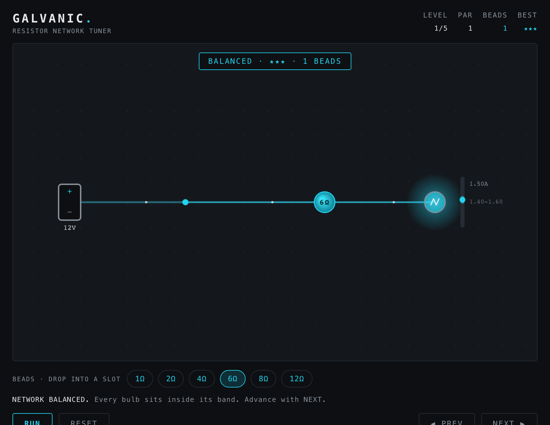 Galvanic — Solved stage of play