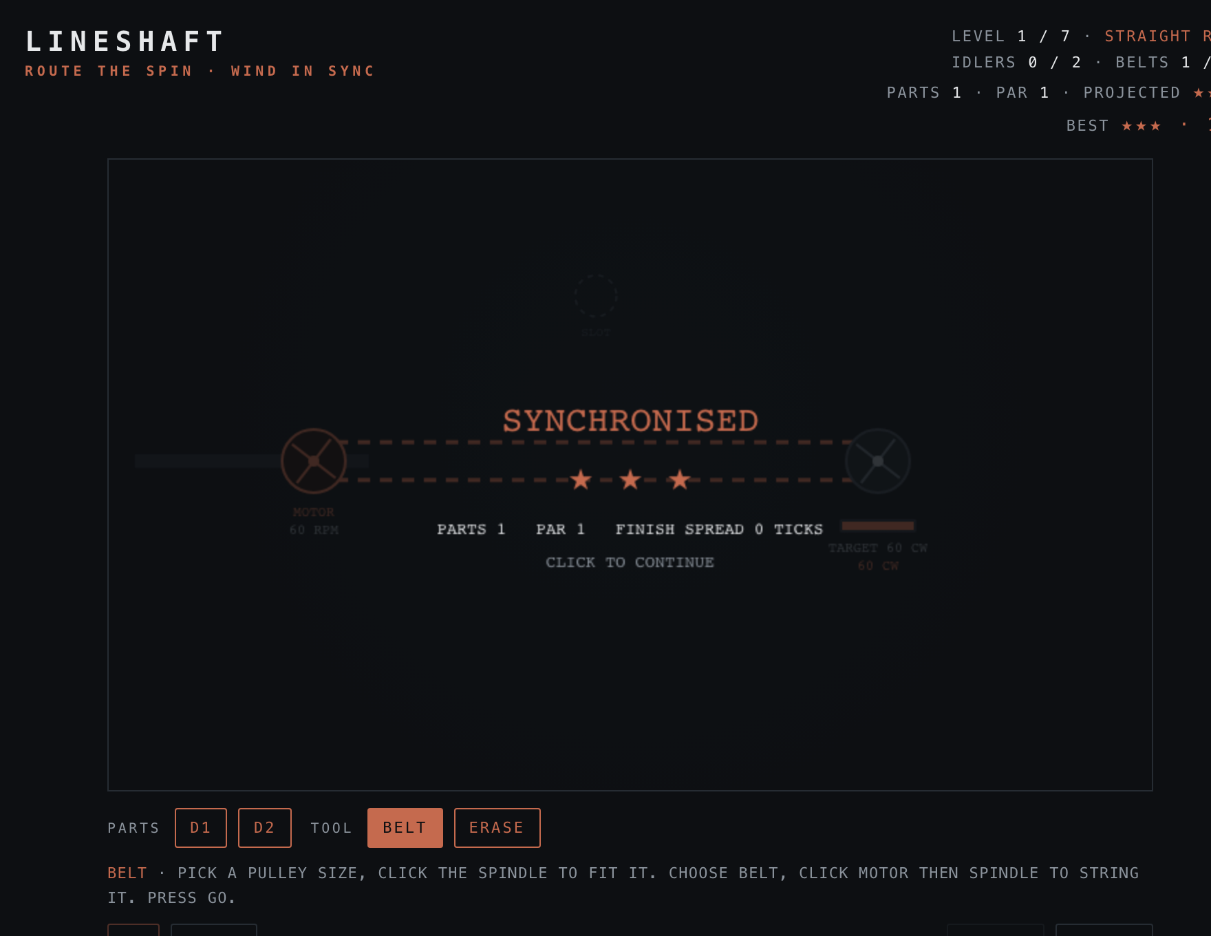Lineshaft — Solved stage of play
