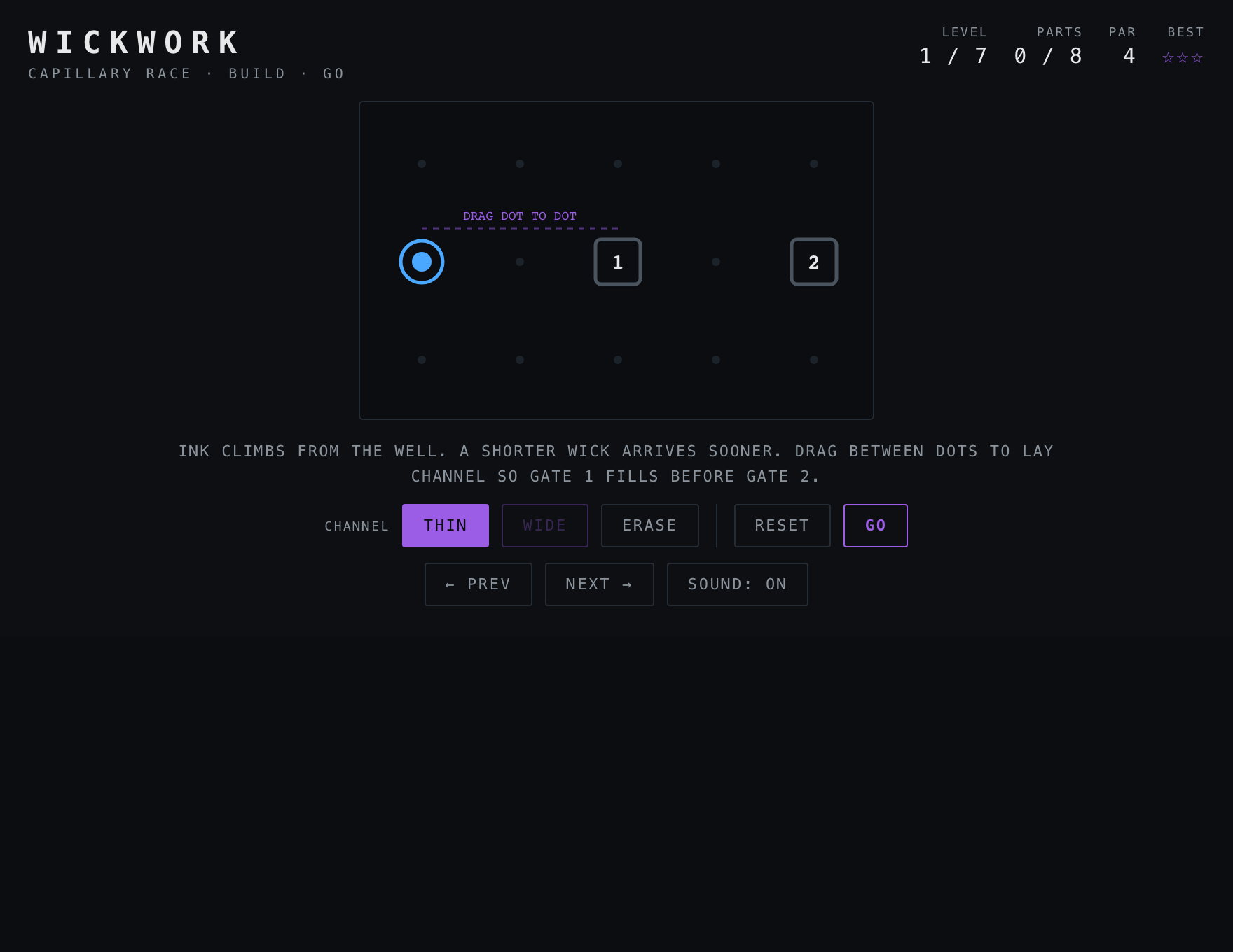Wickwork — Build stage of play