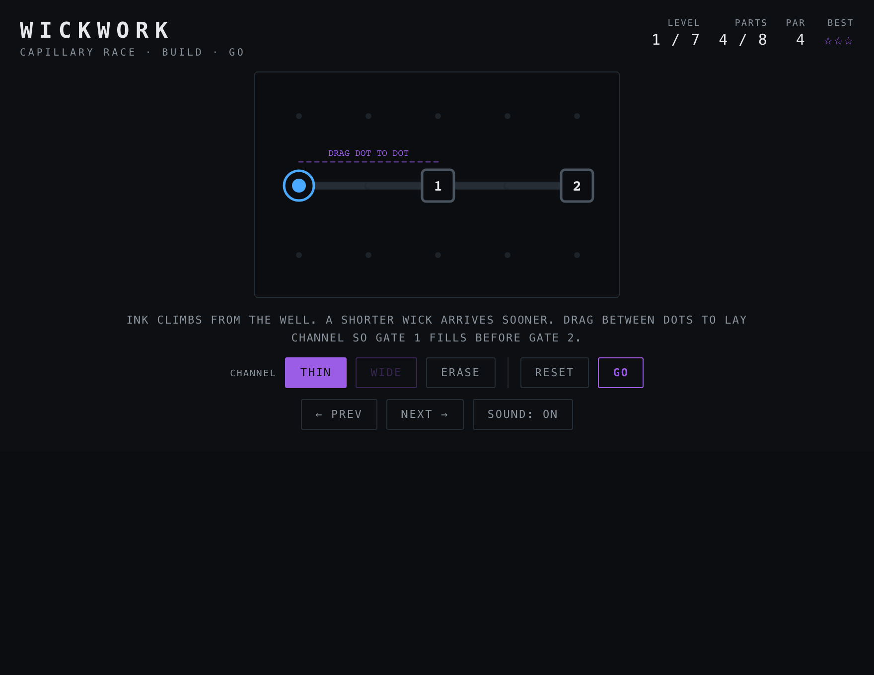 Wickwork — Assembled stage of play
